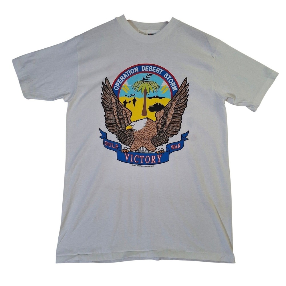 Vintage 1991 Operation Desert Storm T-Shirt Hanes Beefy-T Large Gulf War Victory